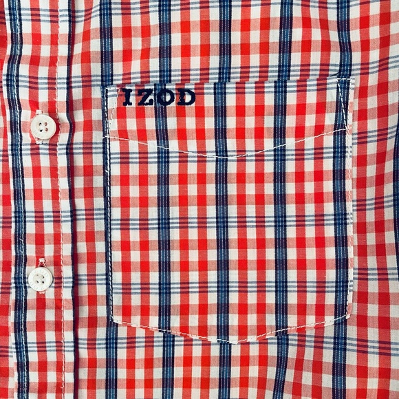 Izod Boys Plaid Button Down Shirt Size L (8-10) - Picture 4 of 7